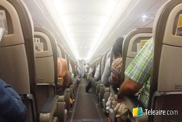 pasajeros en el interior de un avion